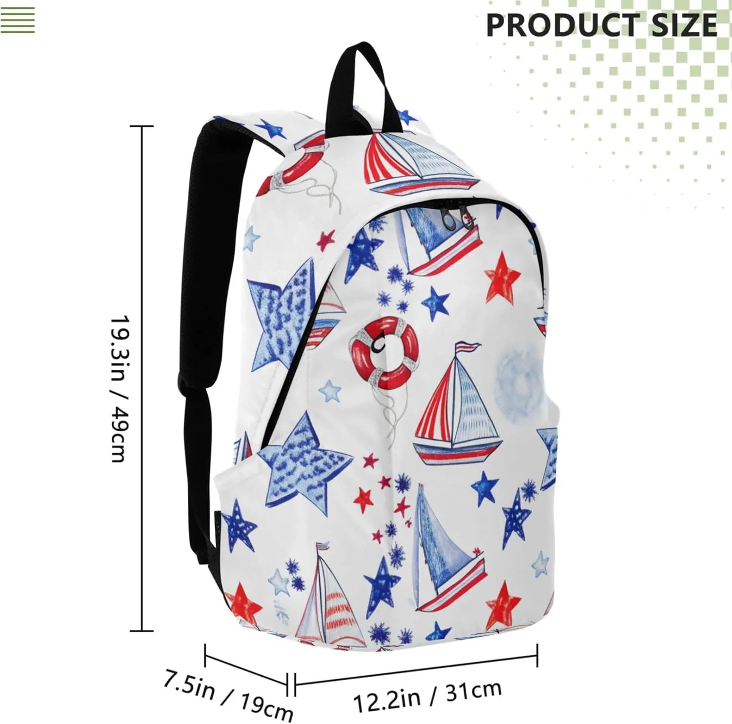 CHIFIGNO Cute Backpack for Women Daypack American Flag Ship Custom Cool Backpacks for Teen Girls