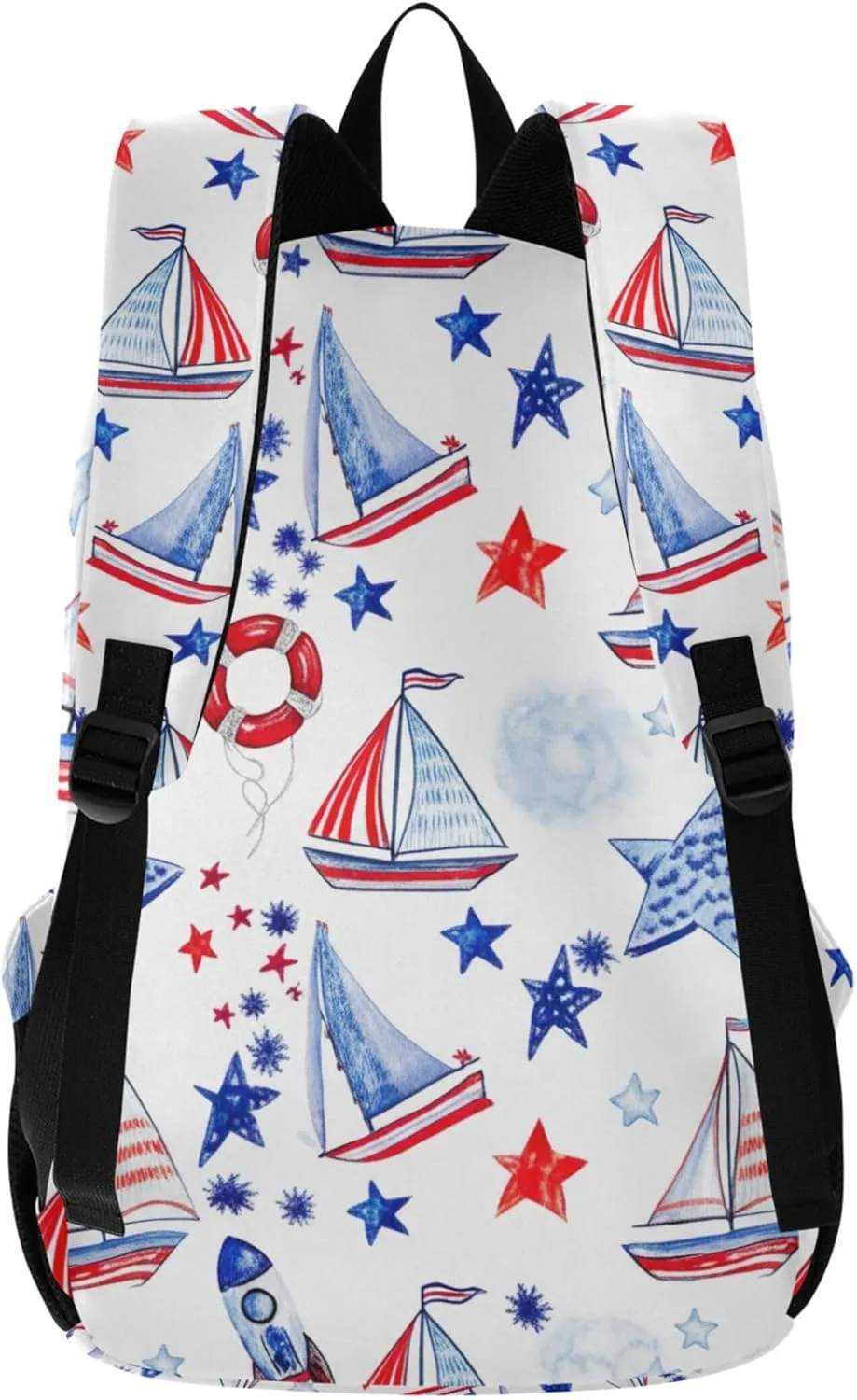 CHIFIGNO Cute Backpack for Women Daypack American Flag Ship Custom Cool Backpacks for Teen Girls