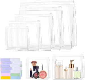 Circloophs 30 Pack Large Clear Makeup Bag Organizer Cosmetic Zipper Pouch Travel Pouches for Toiletries Transparent EVA Reusable Wash Bags Waterproof Plastic Clear Gift Bags Bulk, Mixed Sizes