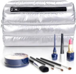 Citi Collective Premium Cosmetic Bag for Women| Makeup Travel Bag,Toiletry Bags for Women| Large Capacity Storage Waterproof Cosmetic Bag for Business, Vacation, or Weekend Traveling (Silver)