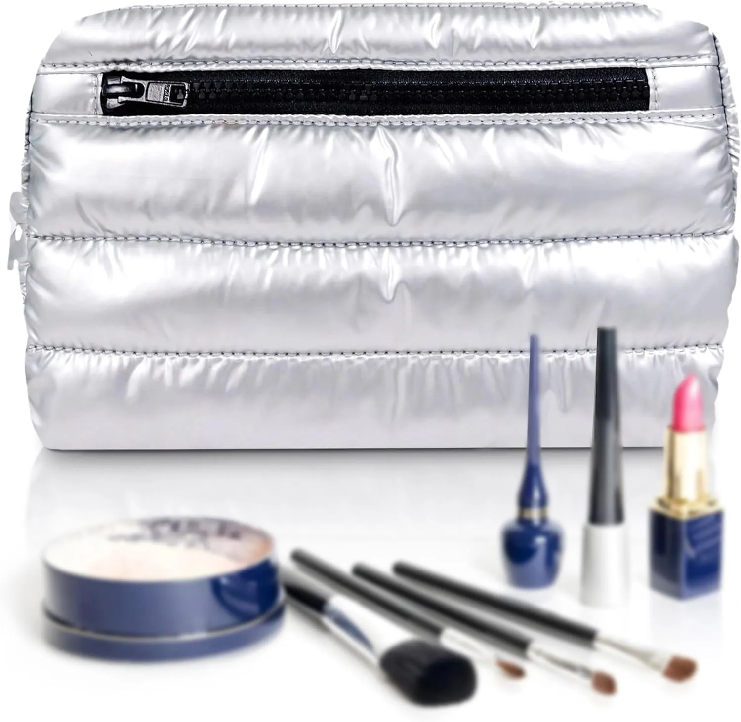 Citi Collective Premium Cosmetic Bag for Women| Makeup Travel Bag,Toiletry Bags for Women| Large Capacity Storage Waterproof Cosmetic Bag for Business, Vacation, or Weekend Traveling (Silver)