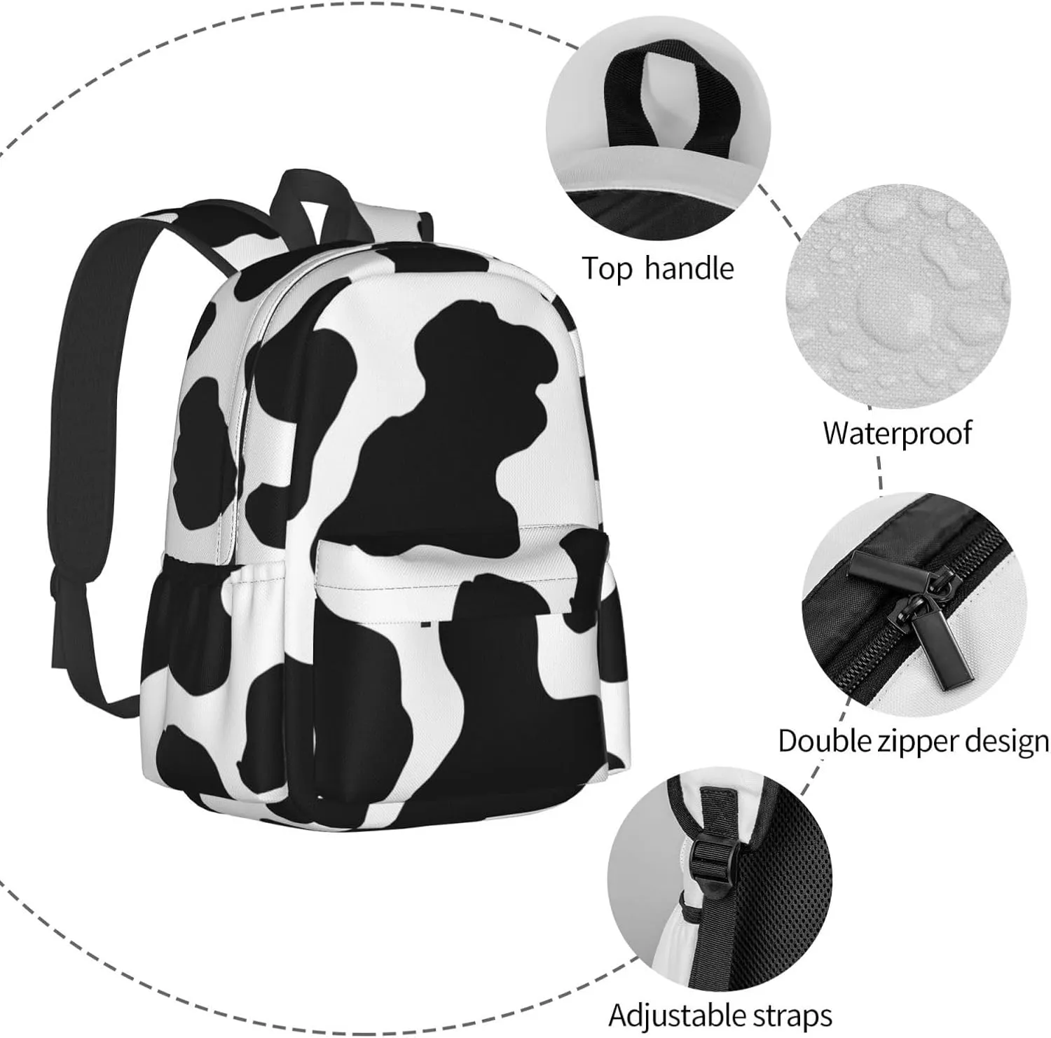 Classic cow print aesthetic Backpacks 15 Inch Laptop Backpack Multipurpose Double Shoulder Bag for Men Women Gifts