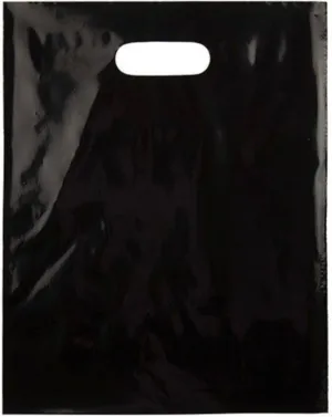 ClearBags 100 Black Handle Bags 15x18, Extra Thick 2.25 Mil Retail Plastic Shopping Merchandise Gift Bags Tear Resistant Strong Durable Anti Stretch For Small Business LDPE Die Cut, 100% Recyclable