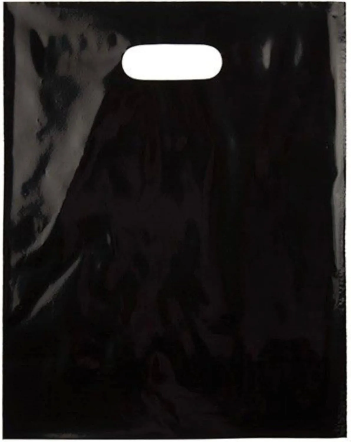ClearBags 100 Black Handle Bags 15x18, Extra Thick 2.25 Mil Retail Plastic Shopping Merchandise Gift Bags Tear Resistant Strong Durable Anti Stretch For Small Business LDPE Die Cut, 100% Recyclable