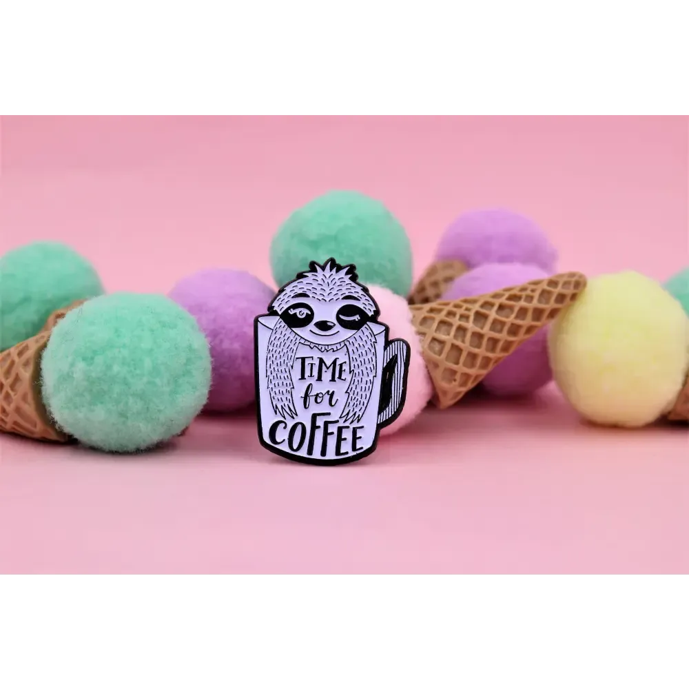 Coffee Sloth, Time for Coffee Enamel Pin