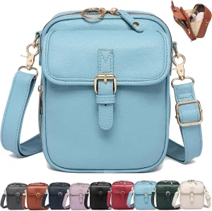Collaboraten1 Crossbody Leather Bag, Urva-shi RFID Leather Bag, Retro Double-Layer Large Capacity Crossbody Bags