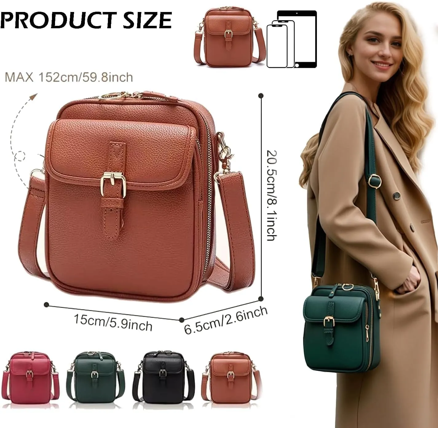 Collaboraten1 Crossbody Leather Bag, Urvashi Crossbody Leather Bag, Vintage Messenger Bag, for Women and Men