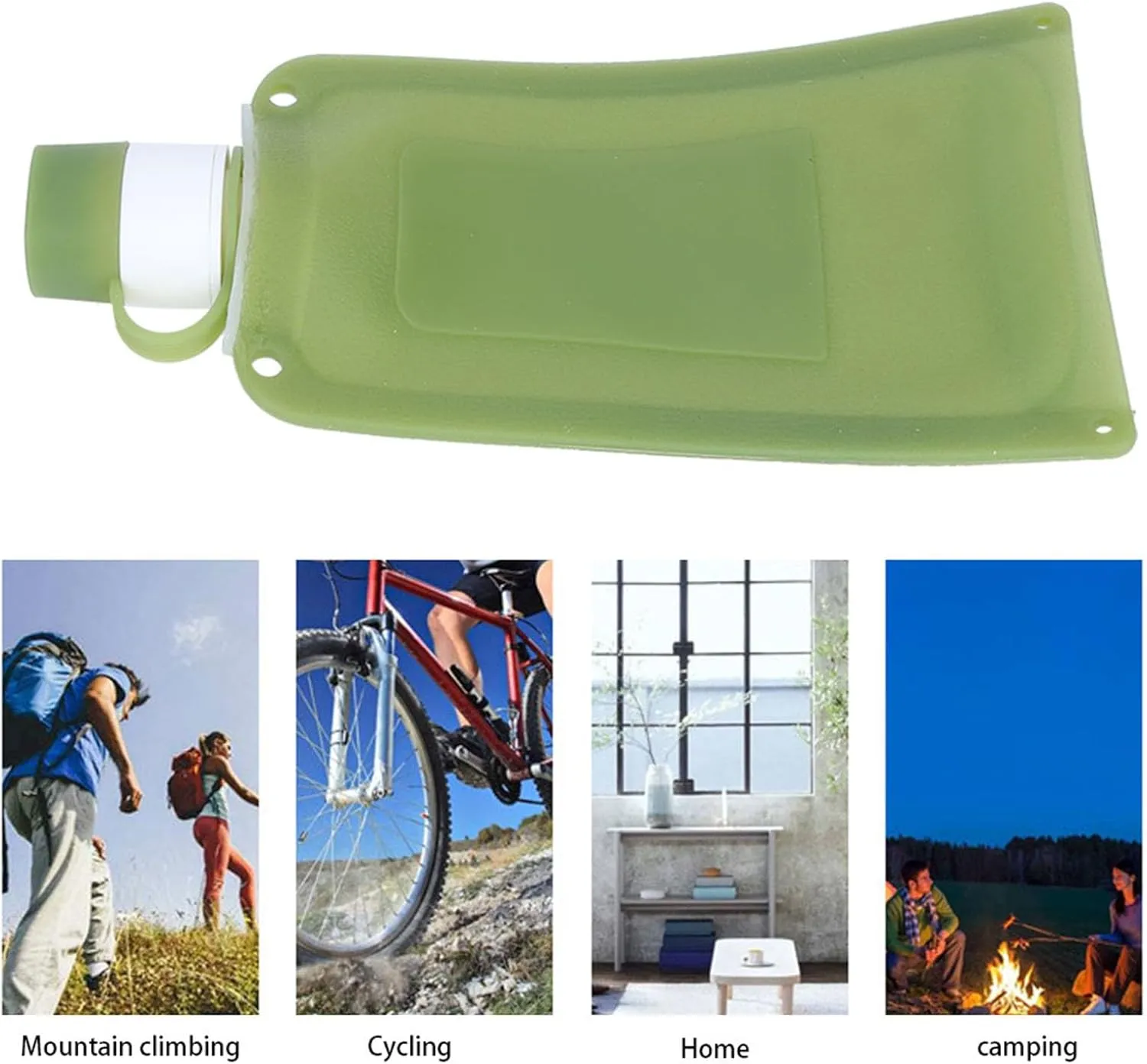 Collapsible Water Bottle, Soft Water Bottles Collapsible Water Container Foldable Water Bottles for Travel Silicone Water Bottle Camping (Green)