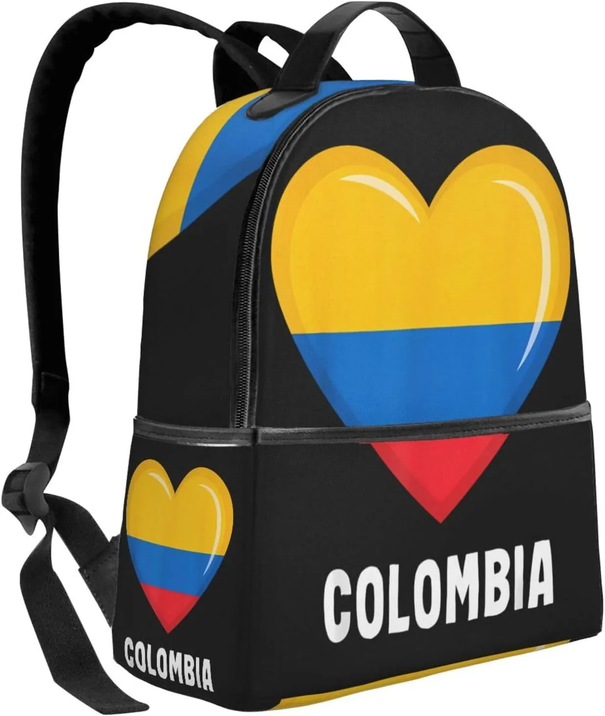 Colombia Flag Heart Colombian Love Casual Backpacks Laptop Backpack Carry-on Daypack Sports Travel Rucksack Lightweight Working Bag for Outdoor Hiking Cycling Walking