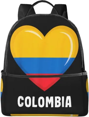 Colombia Flag Heart Colombian Love Casual Backpacks Laptop Backpack Carry-on Daypack Sports Travel Rucksack Lightweight Working Bag for Outdoor Hiking Cycling Walking