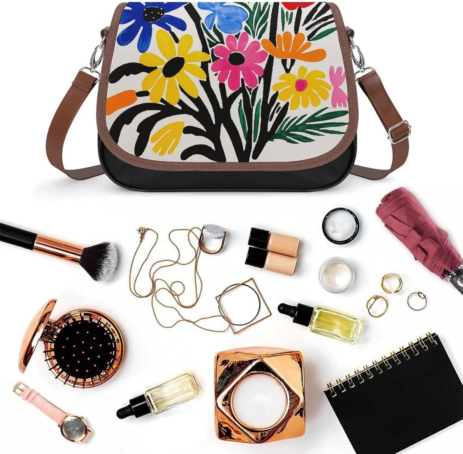 Color Dot Pattern Crossbody Bags for Women Travel Shoulder Bag Small Leather Cross Body Handbags