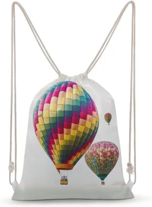 Color Hot Air Balloon Drawstring Backpack for Women Men Drawstring Bag for Travel Swimming Sports Gym Bag
