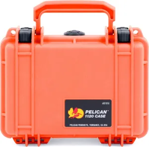 ColorCase Pelican Protector 1120 Case Orange - Small Size Waterproof Case with Pick & Pluck Foam & Convoluted Lid Foam - Black Latches
