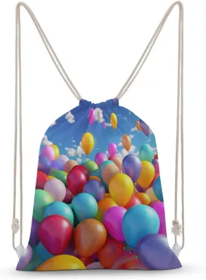 Colorful Balloons Drawstring Backpack for Women Men Drawstring Bag for Travel Swimming Sports Gym Bag