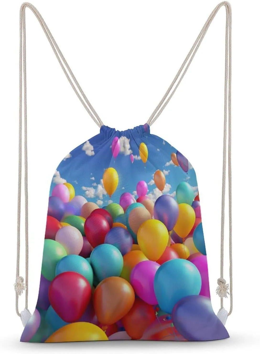 Colorful Balloons Drawstring Backpack for Women Men Drawstring Bag for Travel Swimming Sports Gym Bag