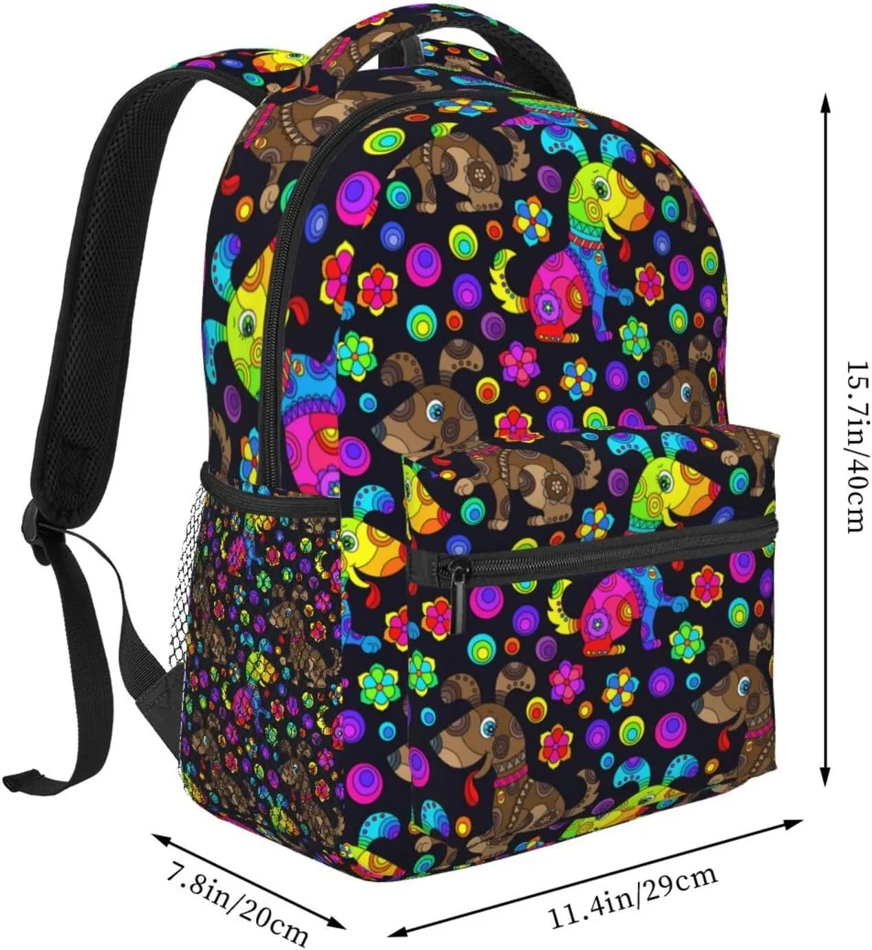 Colorful Dogs Backpacks 15 Inch Laptop Backpack Multipurpose Double Shoulder Bag for Men Women Gifts