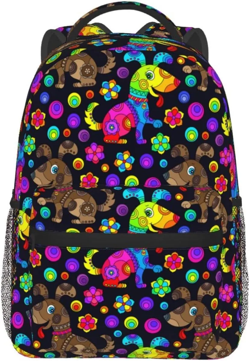 Colorful Dogs Backpacks 15 Inch Laptop Backpack Multipurpose Double Shoulder Bag for Men Women Gifts