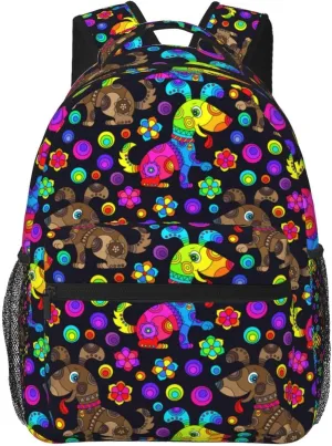 Colorful Dogs Backpacks 15 Inch Laptop Backpack Multipurpose Double Shoulder Bag for Men Women Gifts