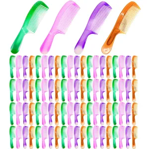 Colorful Plastic Disposable Hair Combs Pack - 100 Individual Wraps, Widen Bulk Combs for Homeless, Hotel, Shelter, Nursing, Charity Home