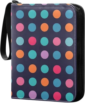 Colorful Polka Dots Card Binder 4 Pocket Trading Card Binder Portable Cards Collection Book with Zipper