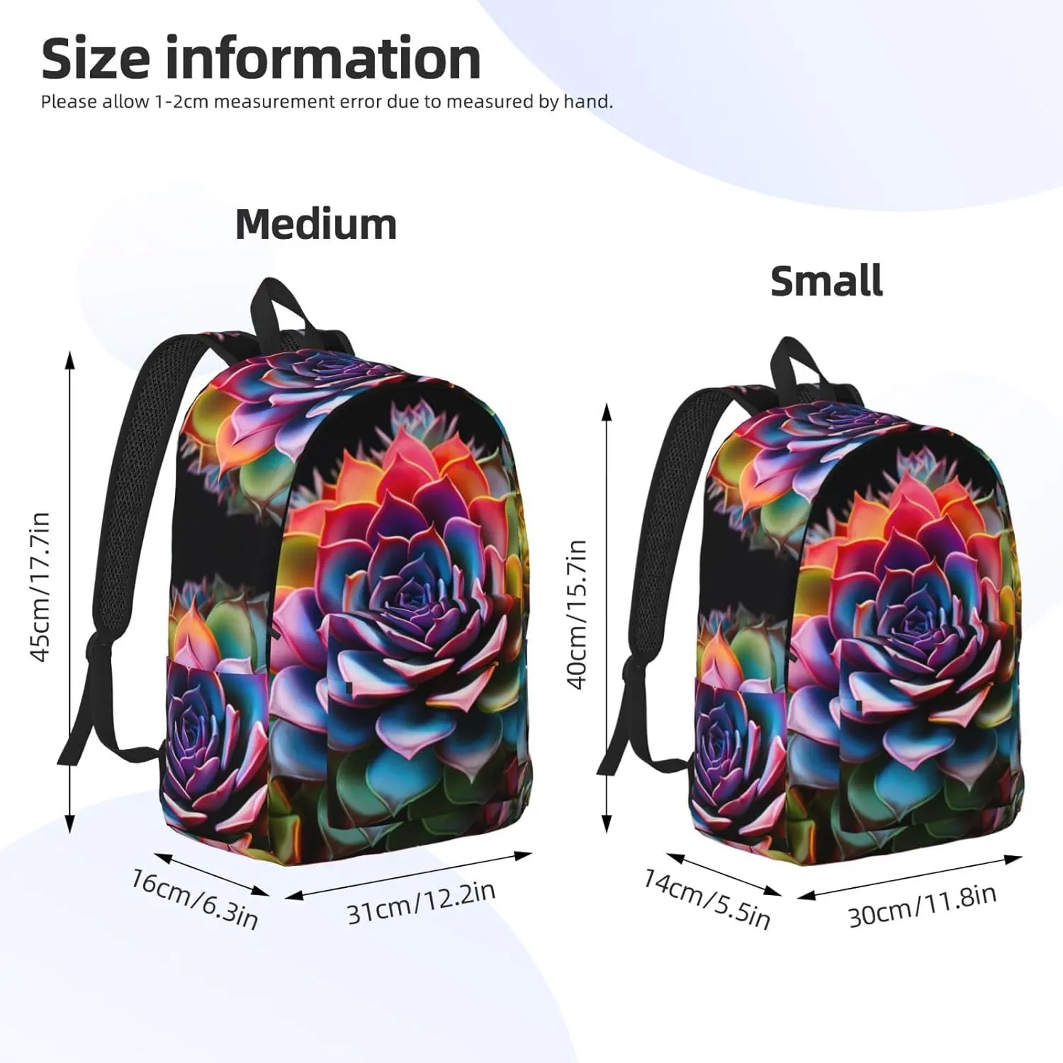 Colorful Succulent Classic Style Backpacks Travel Bag For Men Women Lightweight Back Pack With Laptop Compartmen