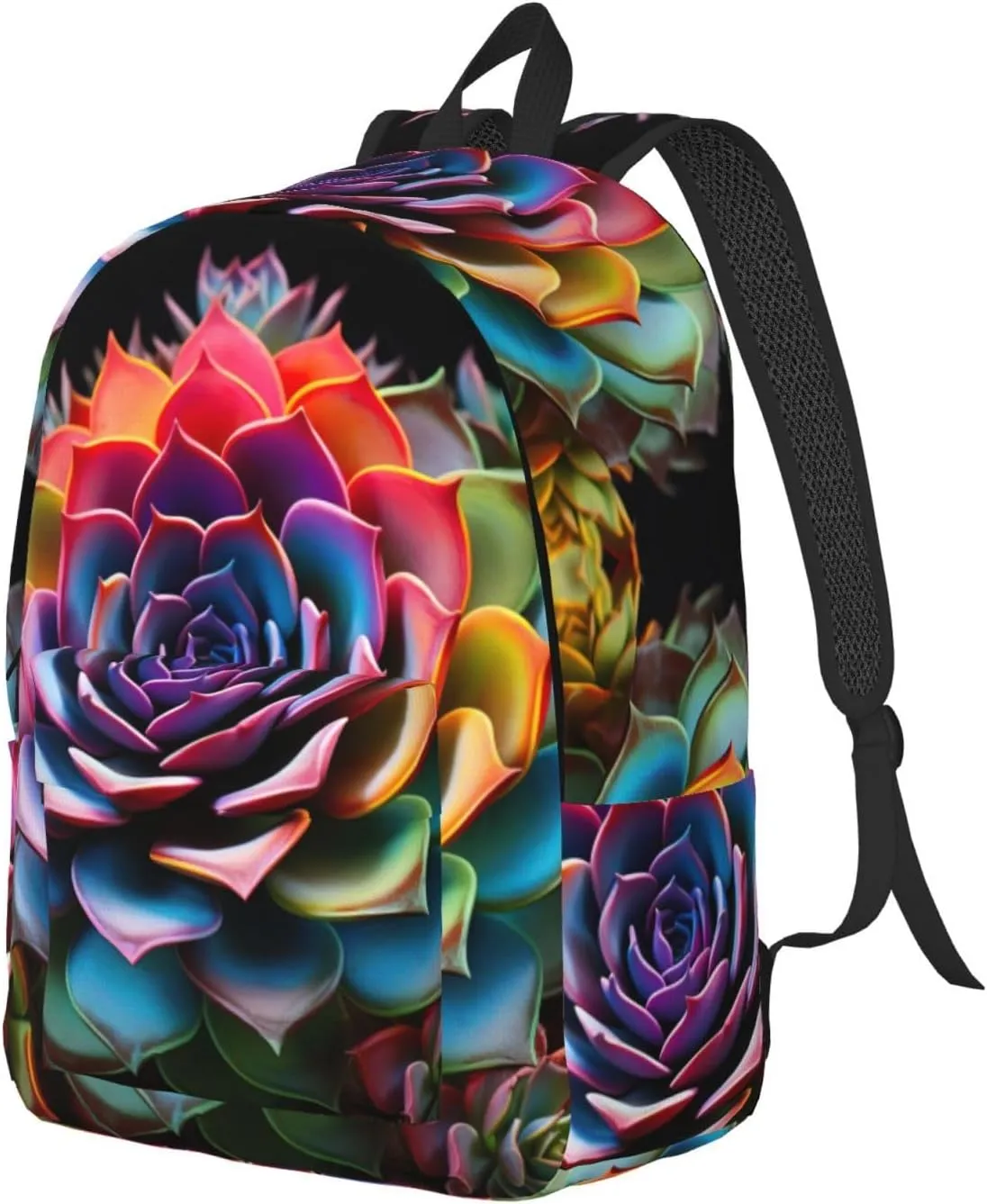 Colorful Succulent Classic Style Backpacks Travel Bag For Men Women Lightweight Back Pack With Laptop Compartmen
