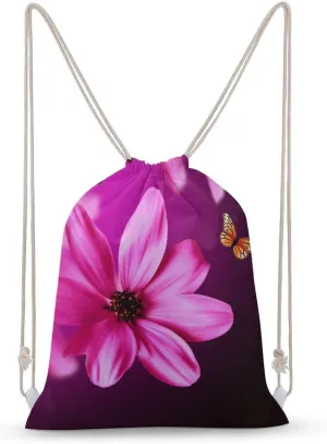 Colour Flower Drawstring Backpack for Women Men Drawstring Bag for Travel Swimming Sports Gym Bag