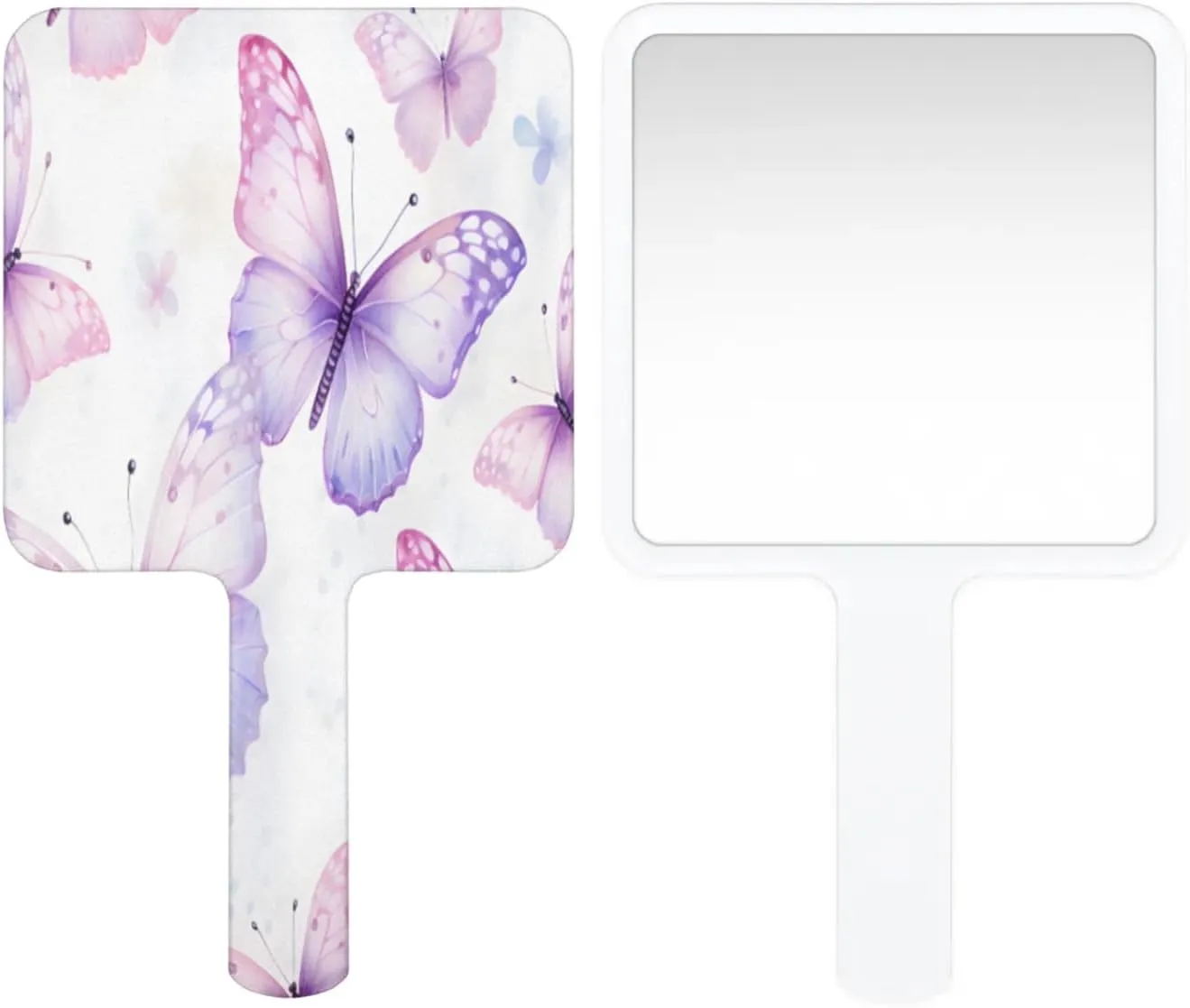 Compact Square Handheld Travel Mirror - 6.2x3.6 Inches, Ultra-Portable & Crystal-Clear, Cute Stuff for Women, Cartoon Butterfly Makeup Mirror