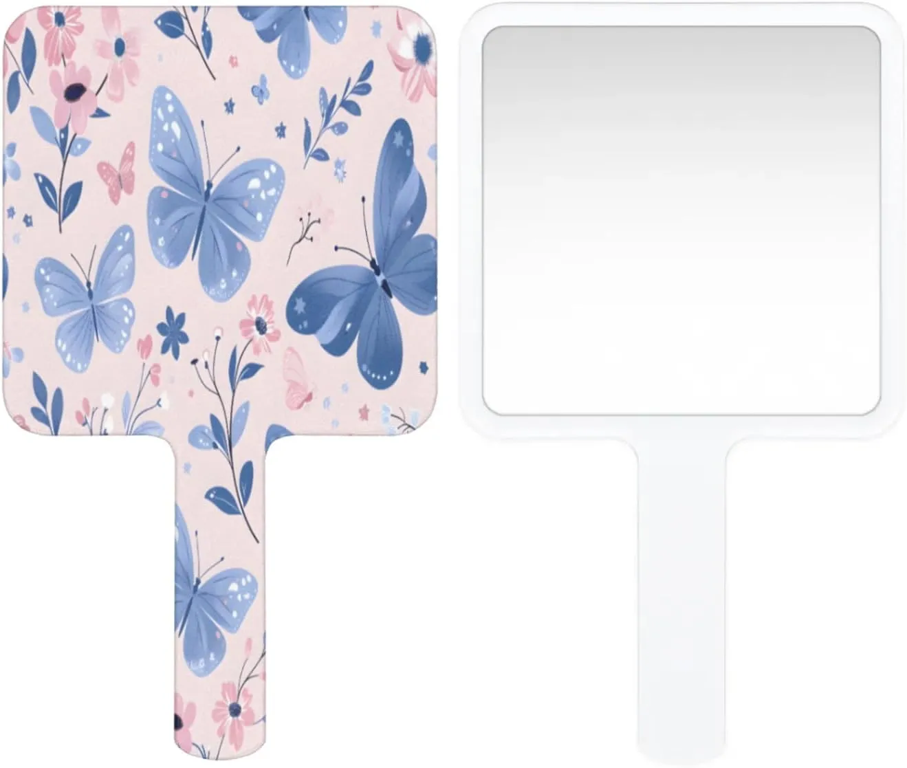 Compact Square Handheld Travel Mirror - 6.2x3.6 Inches, Ultra-Portable & Crystal-Clear, Cute Stuff for Women, Oil Painting Butterflies Makeup Mirror