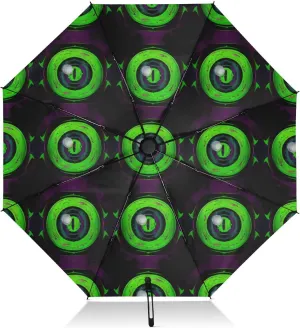 Compact Umbrella, Windproof Umbrella, Automatic Open/close, Compact Size for Women Backpacks/Handbags, Psychedelic Green Eyes
