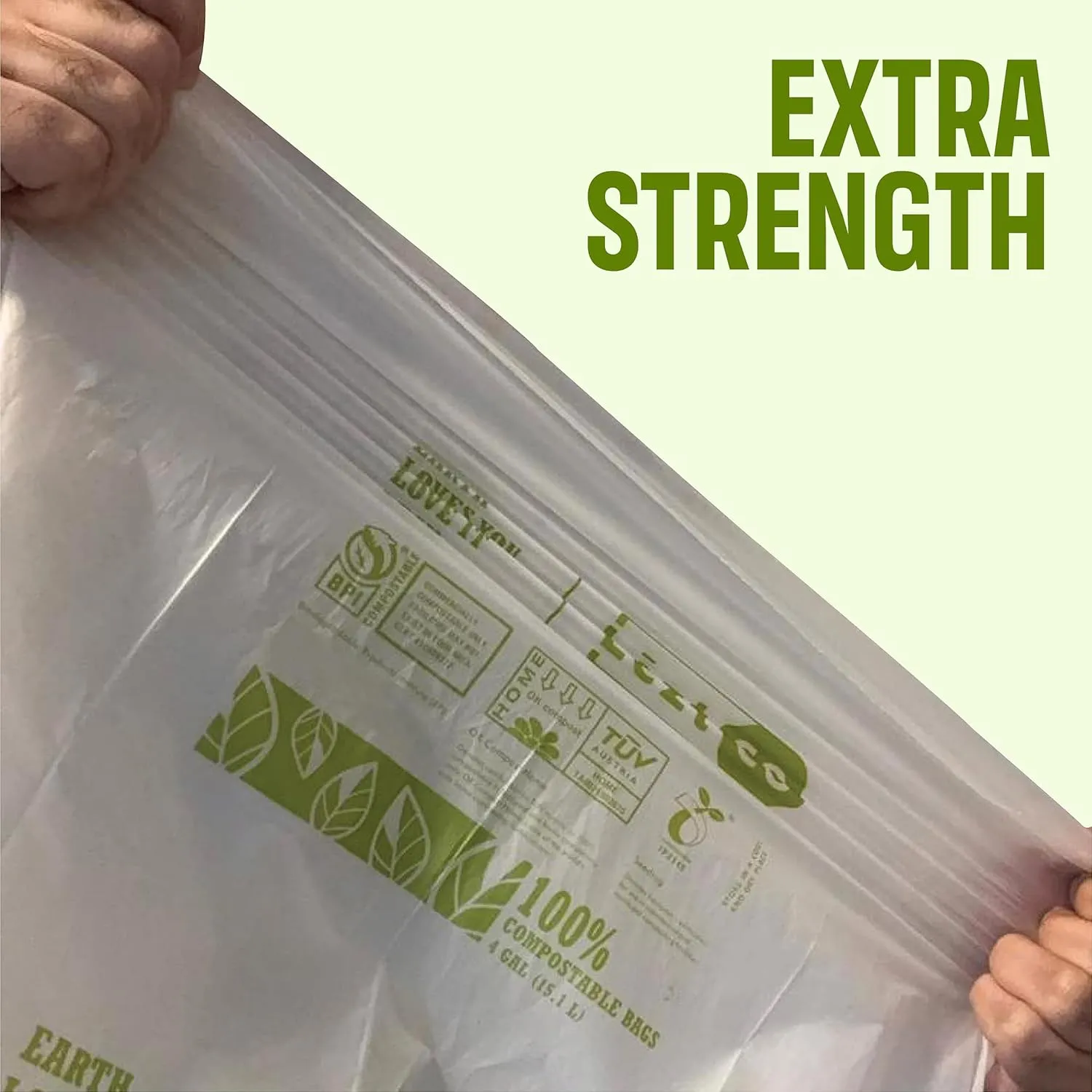 Compostable Garbage Bags | 8 Gallons, 50 Count, 28" x 21.6" | Waste Disposal bags for Kitchen | Plant-Based Starsealed Bags | Indoor & Outdoor | Food Scrap Waste Bags