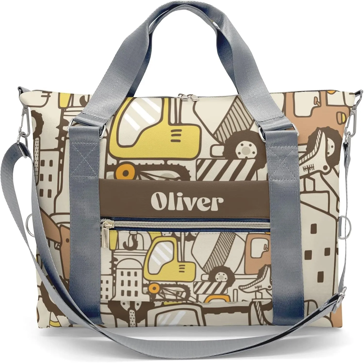 Construction Car Personalized Kids Duffel Swim Bag for Boys,Customized Swim Duffle Bag for Boys Man Kids Gifts