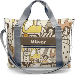 Construction Car Personalized Kids Duffel Swim Bag for Boys,Customized Swim Duffle Bag for Boys Man Kids Gifts