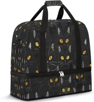 Cool Animal Cat Travel Duffle Bags With Shoes Compartment for Women Men Weekender Overnight Bag Foldable Sports Tote Gym Carry On Luggage Handlebag for Travel Yoga Hospital Workout