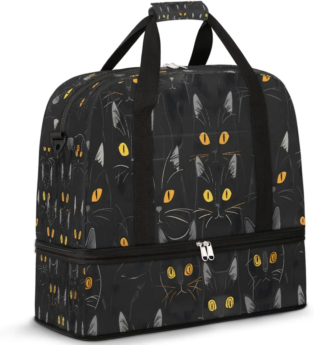 Cool Animal Cat Travel Duffle Bags With Shoes Compartment for Women Men Weekender Overnight Bag Foldable Sports Tote Gym Carry On Luggage Handlebag for Travel Yoga Hospital Workout