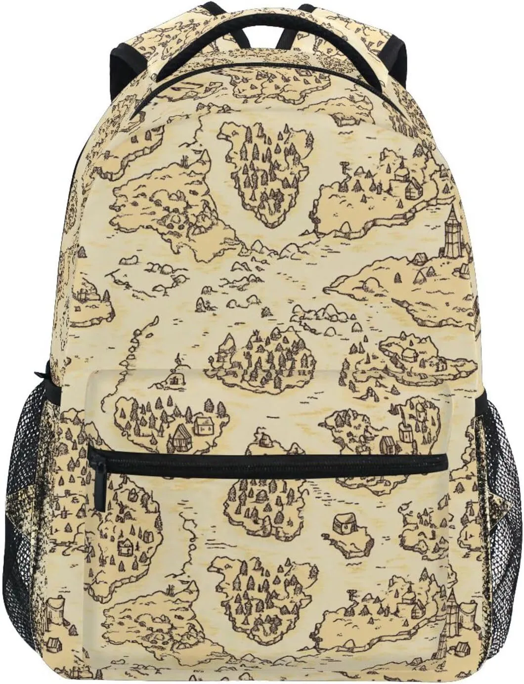 Cool Backpacks for Teacher Nurse Waterproof Carry On Backpacks with Chest Strap Gift Men & Women Vintage Game Map