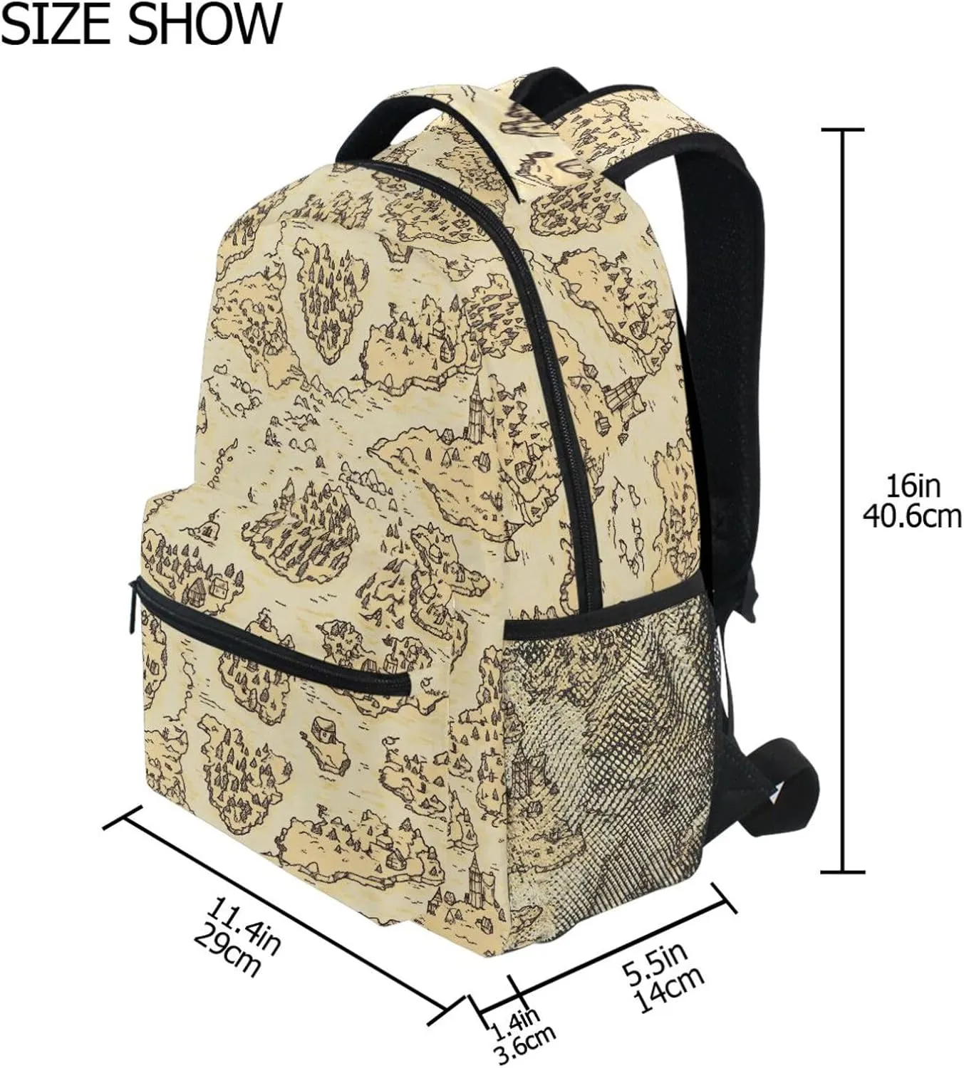 Cool Backpacks for Teacher Nurse Waterproof Carry On Backpacks with Chest Strap Gift Men & Women Vintage Game Map