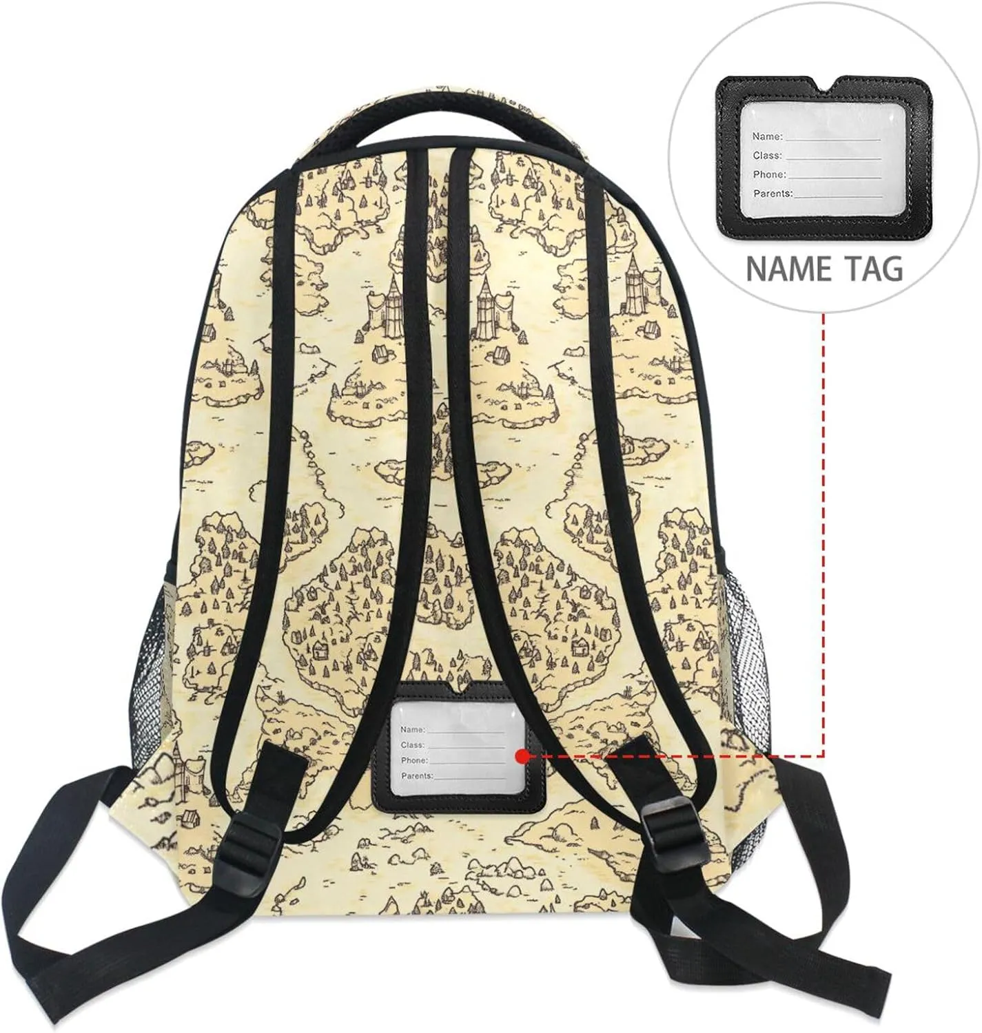 Cool Backpacks for Teacher Nurse Waterproof Carry On Backpacks with Chest Strap Gift Men & Women Vintage Game Map