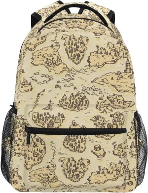 Cool Backpacks for Teacher Nurse Waterproof Carry On Backpacks with Chest Strap Gift Men & Women Vintage Game Map