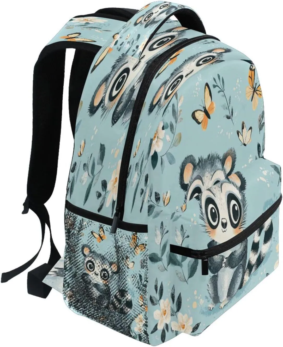 Cool Backpacks for Teenager Fashion Vintage Daypacks with Chest Strap Gift Men & Women Cute Lemur Turquoise
