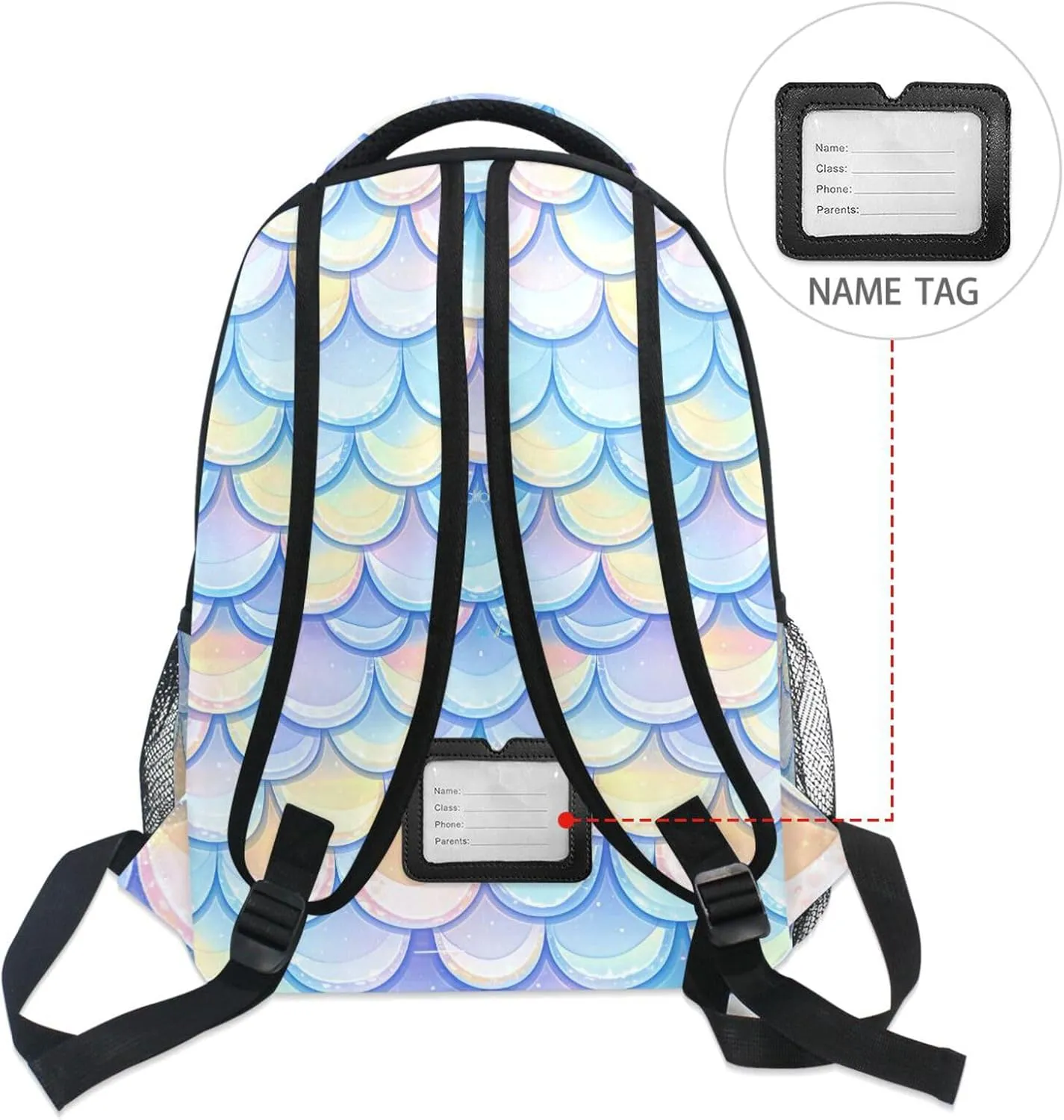 Cool Backpacks for Women Men Fashion Vintage Daypacks with Chest Strap for Travel Trip Rainbow Fish Scale Shimmering