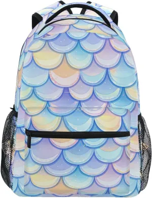 Cool Backpacks for Women Men Fashion Vintage Daypacks with Chest Strap for Travel Trip Rainbow Fish Scale Shimmering