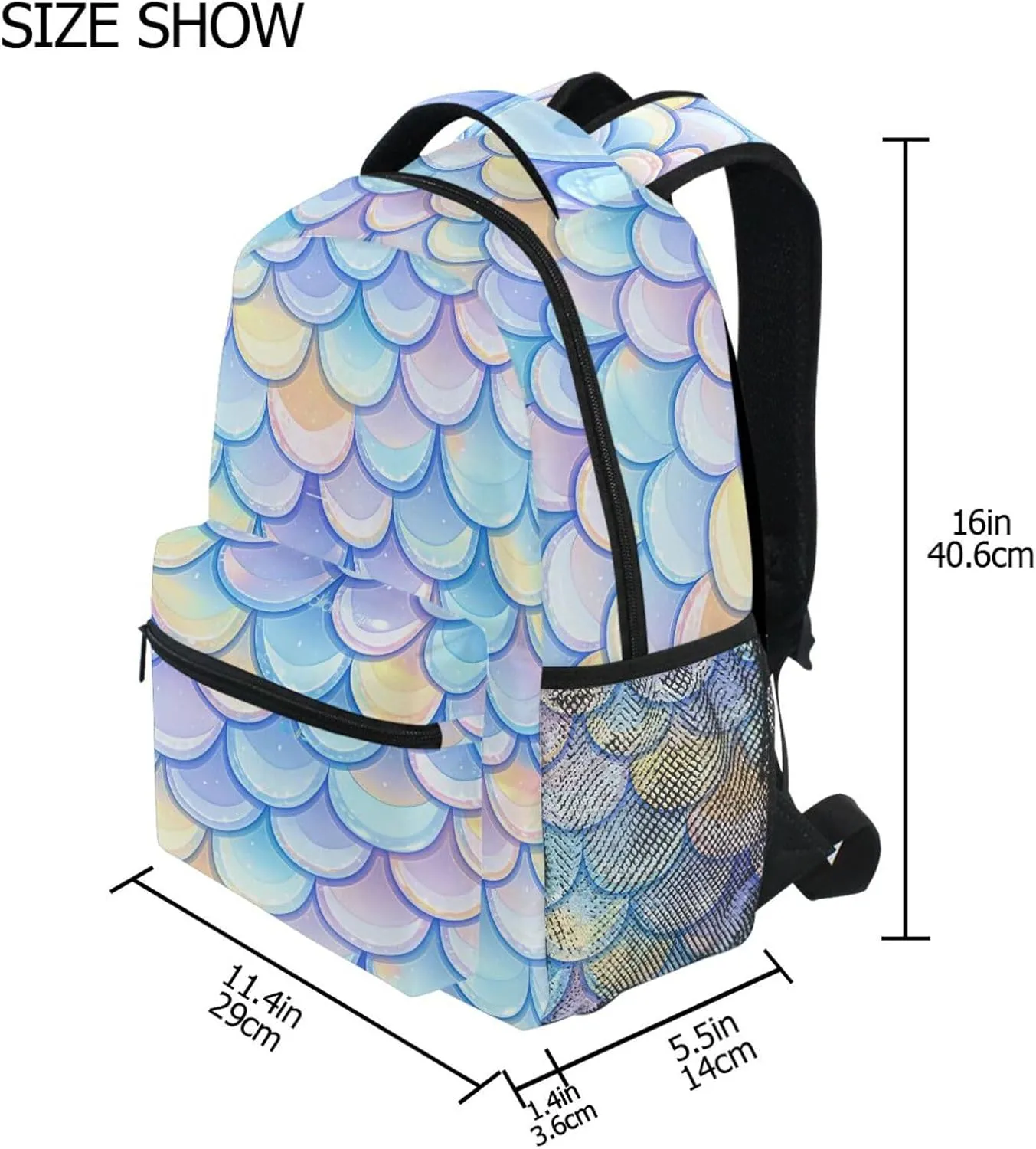 Cool Backpacks for Women Men Fashion Vintage Daypacks with Chest Strap for Travel Trip Rainbow Fish Scale Shimmering