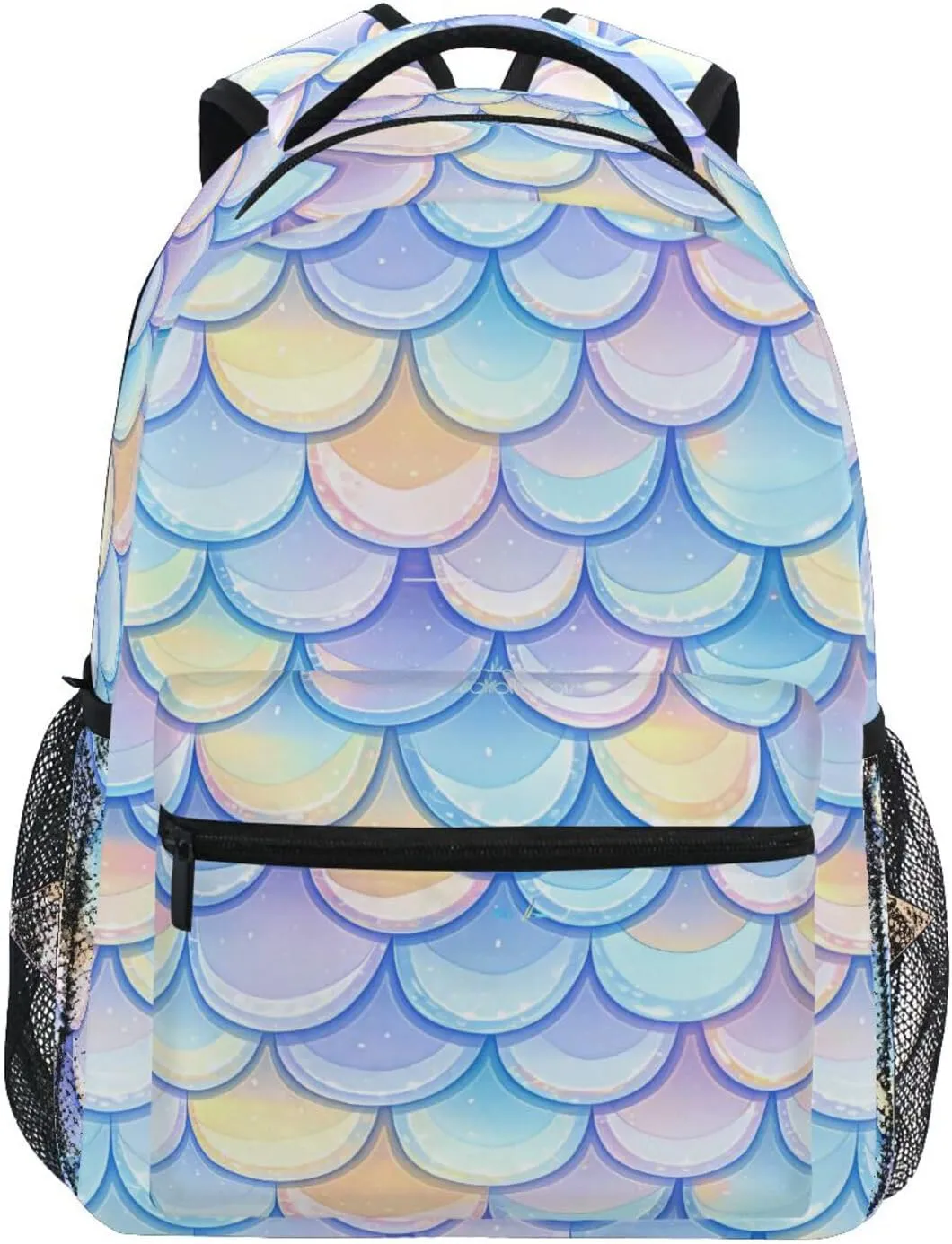 Cool Backpacks for Women Men Fashion Vintage Daypacks with Chest Strap for Travel Trip Rainbow Fish Scale Shimmering