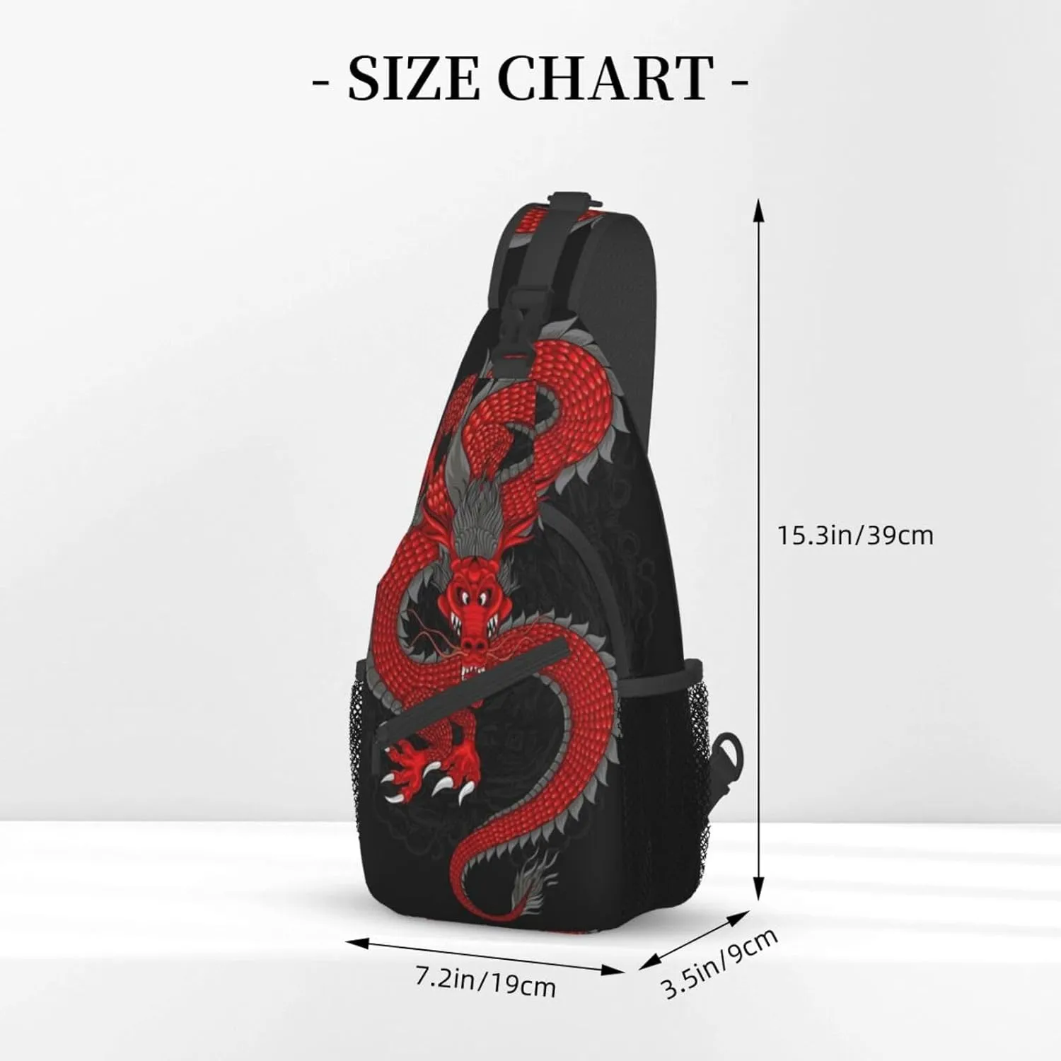 Cool Chinese Dragon Sling Bag,Casual Crossbody Backpack Shoulder Chest Bag for Women Men Travel Hiking Daypack