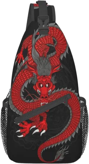 Cool Chinese Dragon Sling Bag,Casual Crossbody Backpack Shoulder Chest Bag for Women Men Travel Hiking Daypack
