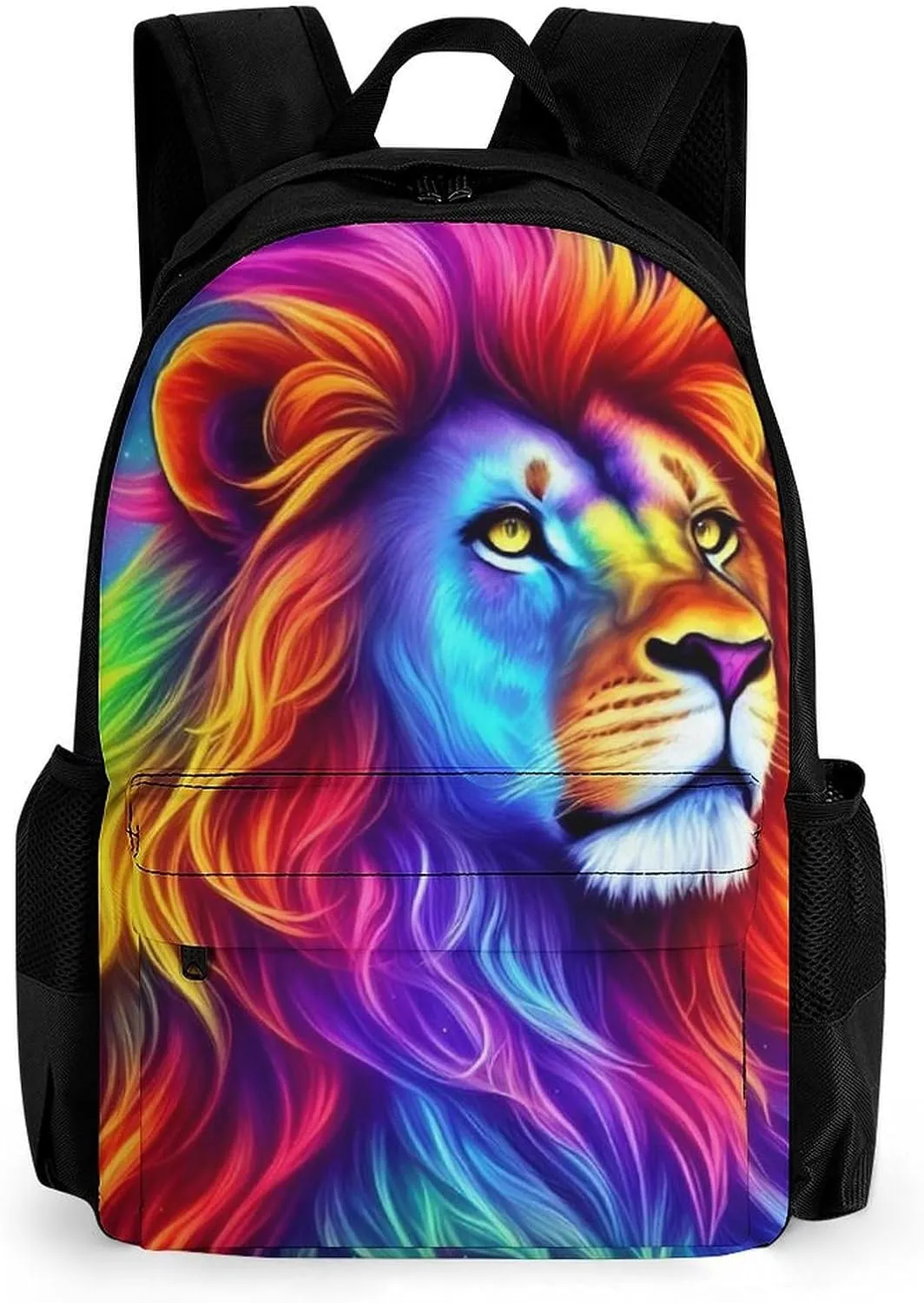 Cool Lion Rainbow Galaxy Surreal Style Art Rucksacks Polyester Anti-Theft Multipurpose Carry On Bag Large Capacity Gym Outdoor Hiking Backpack With Smooth Zippers