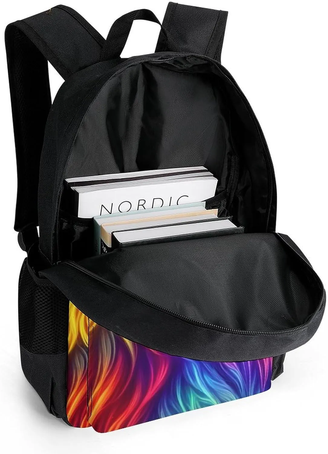 Cool Lion Rainbow Galaxy Surreal Style Art Rucksacks Polyester Anti-Theft Multipurpose Carry On Bag Large Capacity Gym Outdoor Hiking Backpack With Smooth Zippers
