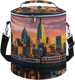 Cooler Backpack for Men Women Insulated Leakproof Waterproof Cooler Backpack Sunset Bridge Skyscraper Cooler Bag Large Capacity Lightweight Backpack Cooler for Travel Camping Beach Ice Chest