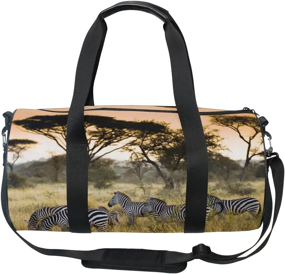 Cooper girl Africa Grassland Zebra Duffels Bag Travel Sport Gym Bag